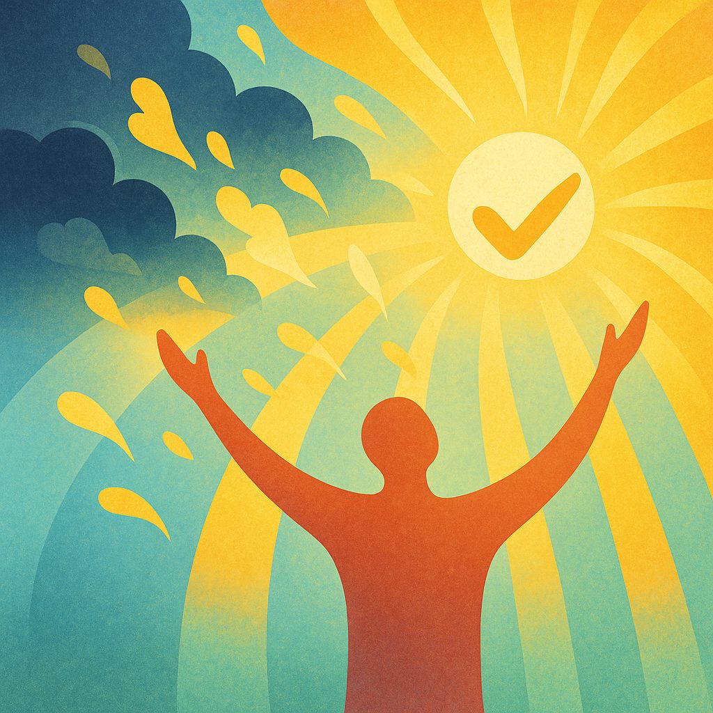 偽陽性判明後の安堵を表現した明るいイラスト