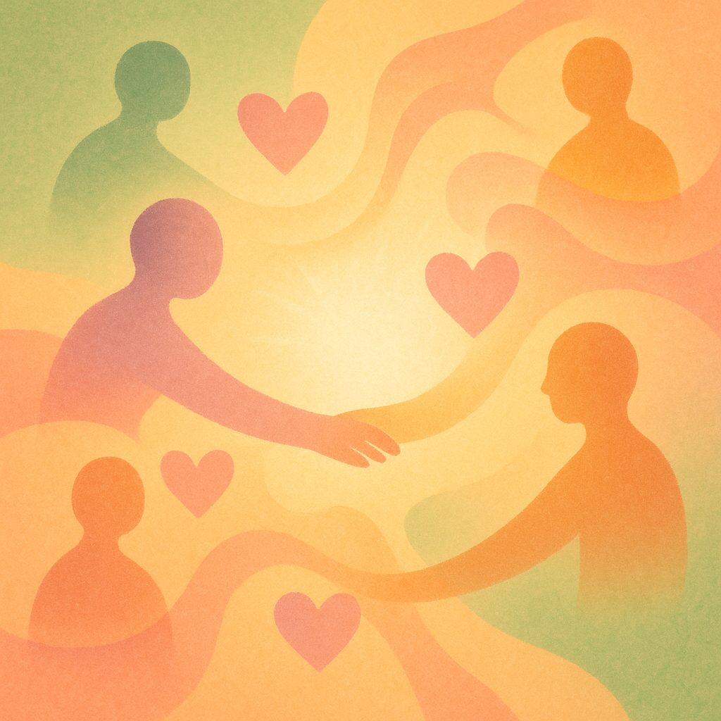 サポートと励ましを表現した温かいイラスト